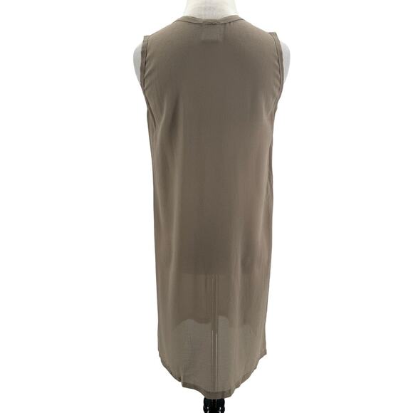 Kristensen Du Nord Women's Tan Silk Sheer Sleeveless Slip Dress Size 2 (Medium) - Picture 3 of 6
